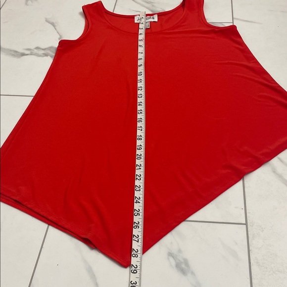 Joseph Ribkoff Vibrant Red Sleeveless Tank Tunic Top Asymmetrical hemline Sz 4 - Picture 9 of 9